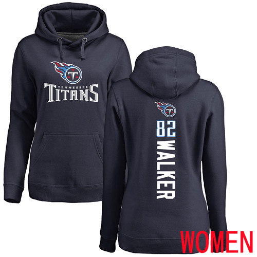Tennessee Titans Navy Blue Women Delanie Walker Backer NFL Football #82 Pullover Hoodie Sweatshirts